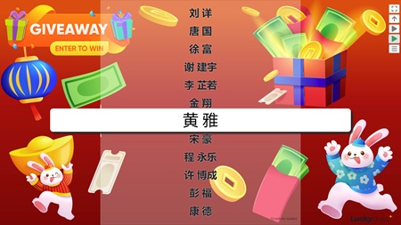 Lucky Draw Plus - customise and host your own live Lucky Draw online - prize giveaway example'